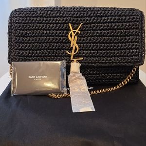 Saint Laurent Kate Raffia Tassel Clutch